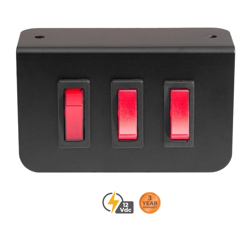 SWITCH PANEL KIT - 3 x LIT ROCKER 12Vdc #766153