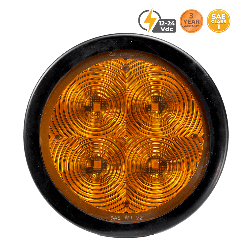 4″ ROUND GROMMET MOUNT AMBER TRUCK LIGHT #80011