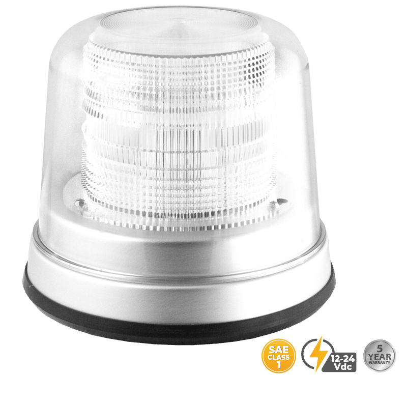WHITE HIGH PROFILE FLEET LED BEACON #200A-12V-C