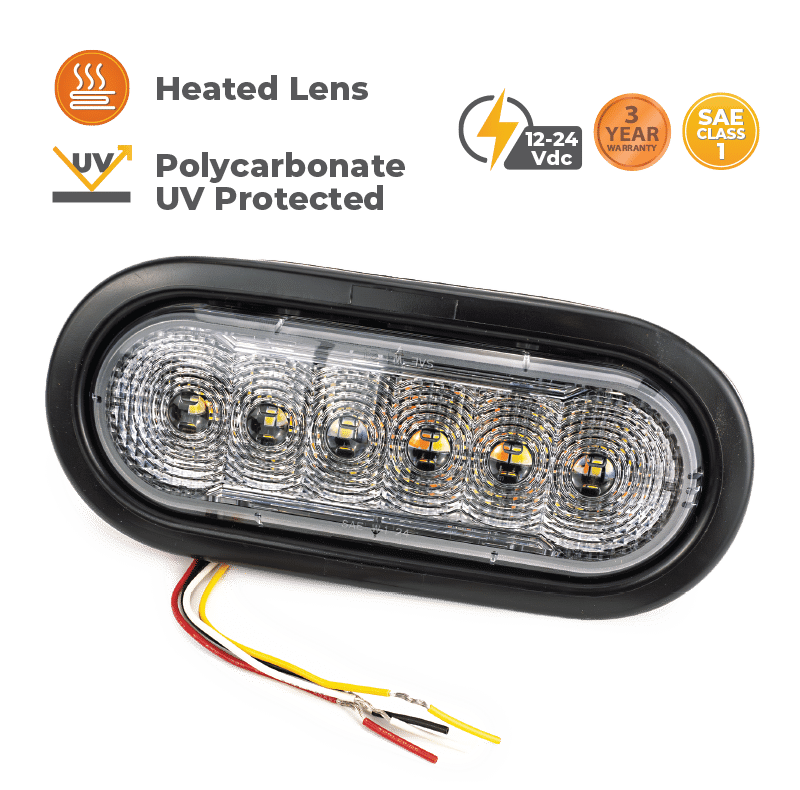 6″ OVAL GROMMET MOUNT DUAL COLOUR AMBER BLUE HEATED TRUCK LIGHT #80040-A/B