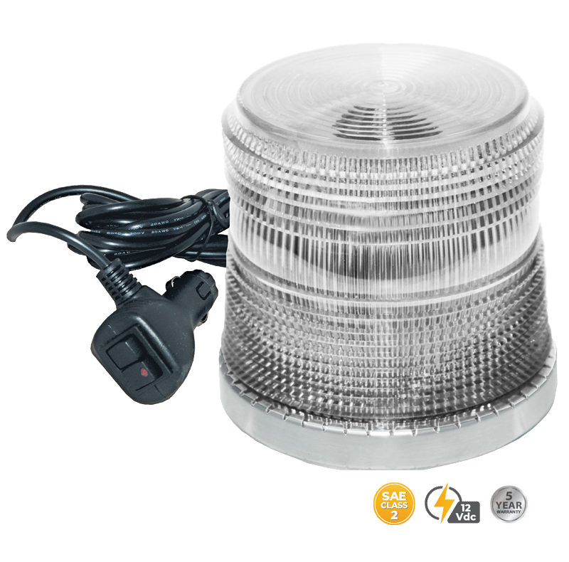 WHITE LOW PROFILE FLEET LED BEACON #200ZM-12V-C