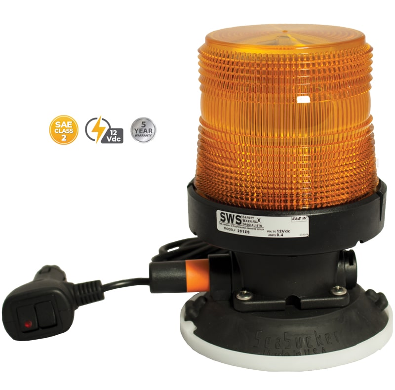 SUCTION MOUNT AMBER LOW PROFILE FLEET LED BEACON #201ZS-12V-A