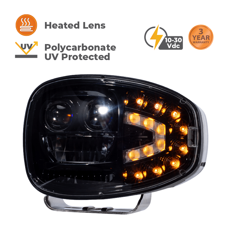 HEATED HEADLIGHT WITH YELLOW LOW BEAM #93620