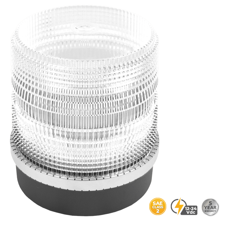 WHITE MEDIUM PROFILE FLEET LED BEACON #200S-12V-C